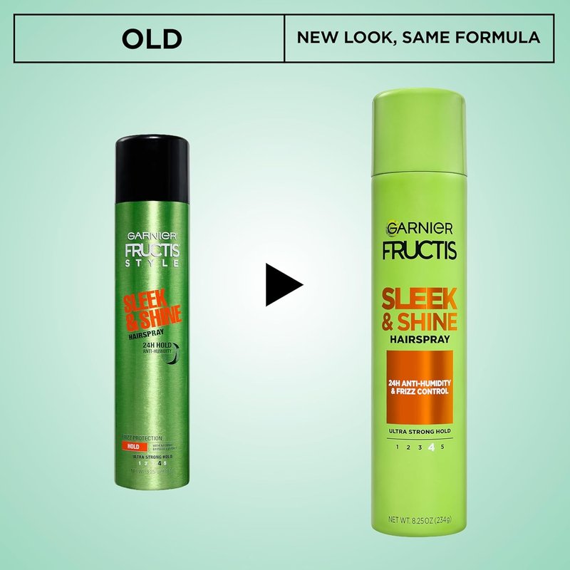 Garnier Fructis Sleek & Shine Anti-Humidity Hairspray - Ultra Strong Hold, Frizz Protection, 8.25 Oz