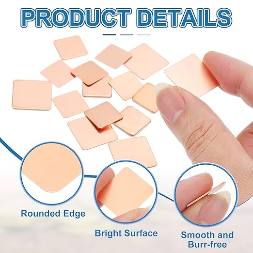 PATIKIL Copper Heatsink Pad Shims, 24 Pcs 20x20x1mm Copper Pad Shim IC Chipset GPU CPU Thermal Heatsink for Cooling Laptop Desktop Computer