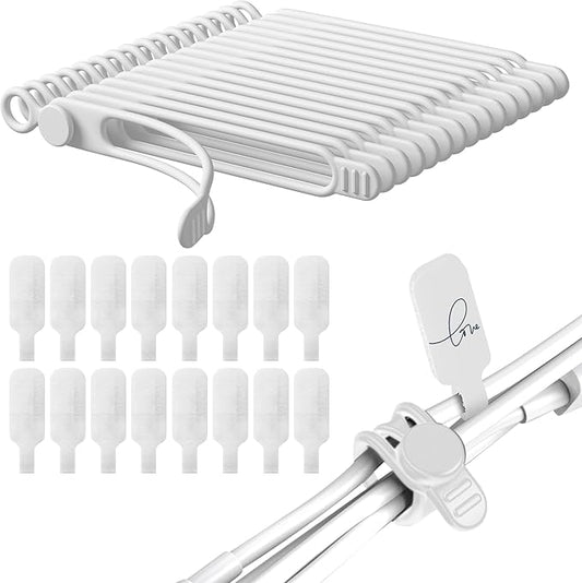 32Pcs Nearockle Cable Labels and Silicone Cable Ties Cable Management Set, Reusable 16 Cable Ties+16 Cord Labels for Electronics, Travel Home Office Desk Wire Organization (White)