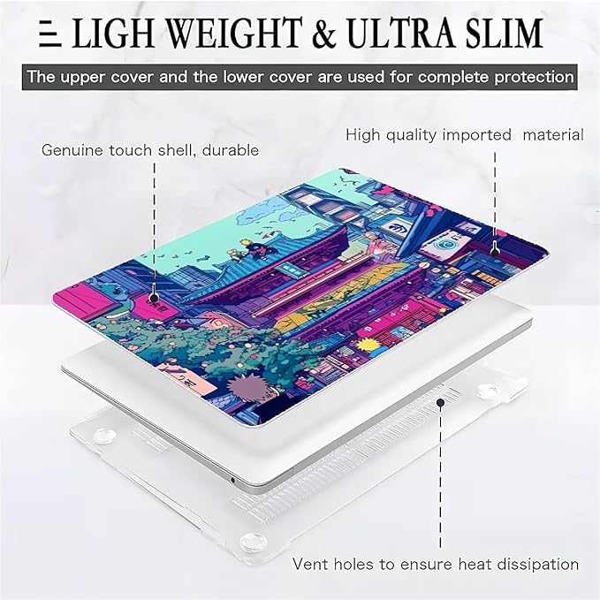 COTAIL Compatible with MacBook Air 13.3 13.6 Inch Case 2022 2021 2020 2019 Plastic Hard Shell Case Cover,13.3 Pro(A1706/A1708/A1989/A2159/A2289/A2338), Traditional Japanese Architecture