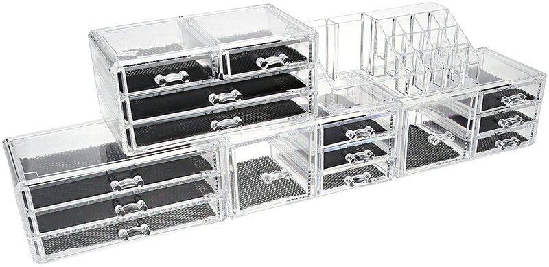Felicite Home Acrylic Jewelry and Cosmetic Storage Makeup Organizer Set, 5 Piece，Large