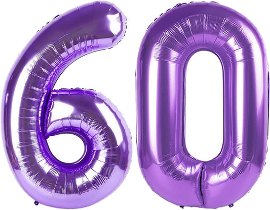 Number 60 Balloon - 40 Inch Purple Party Decoration for 60th Birthday Celebrations
