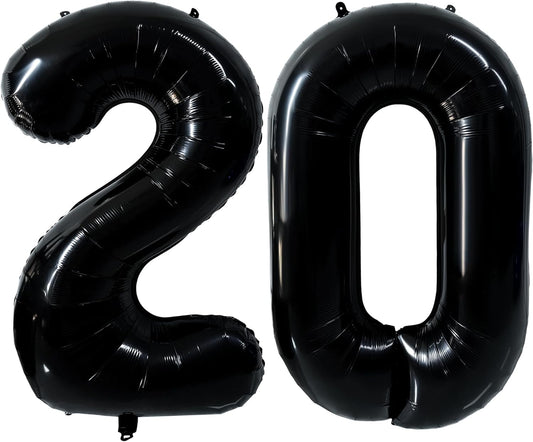 Regine Switzerland 40-Inch Black Number 20 Balloon - Giant Foil Helium Decoration for 20th Birthday & Anniversary Events