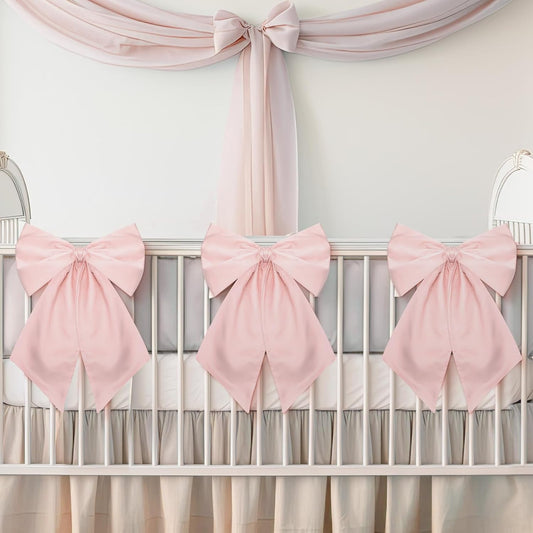 Skiennix Large Pink Bows - 3 Pack Decorative 11 x 23 Inches for Bachelorette & Bridal Showers