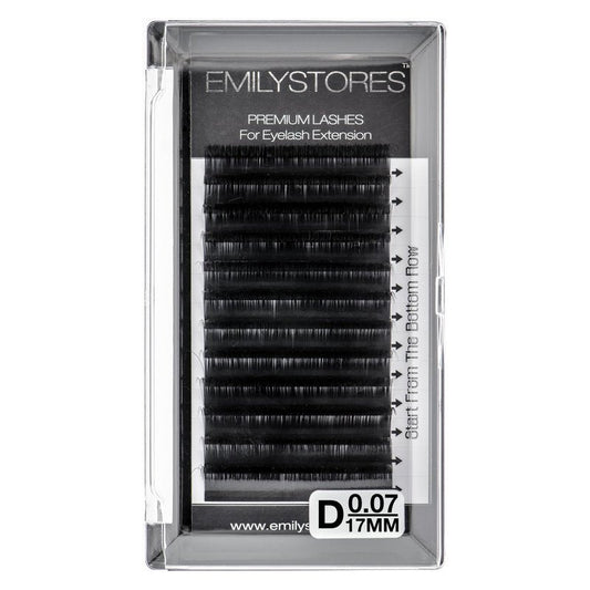 EMILYSTORES Eyelash Extensions 0.07mm Thickness D Curl Length 17mm Single Size Rapid Volume Eyelash For Lash Extensions, Easy Fan Blooming Flower Lashes, Self Fanning Lashes, (0.07,D,17mm)