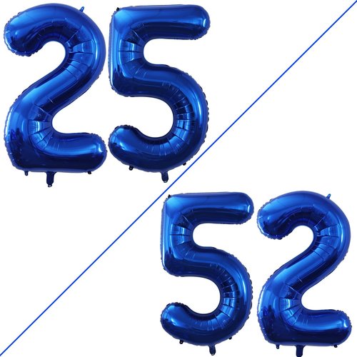 GOER Jumbo 25th Birthday Balloons - 42 Inch Foil Helium Decorations in Blue | Perfect for Celebrations