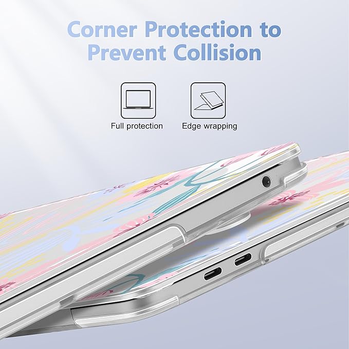 Lepeoac Case for MacBook Pro 13 inch Case M2 2022-2016 A2338 M1 A2251 A2289 A2159 A1989 A1708 A1706, Plastic Hard Shell + Keyboard Cover + Dust Plug, Florals
