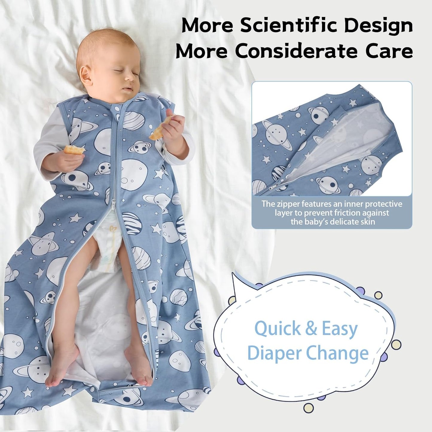 Skiennix Baby Sleep Sack | 100% Cotton Wearable Blanket for 6-12 Months | 3-Pack Lightweight Design