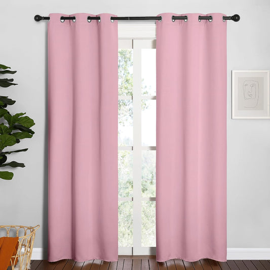 NICETOWN Blackout Curtain Panels - Thermal Insulated Grommet Drapes for Basement | Crystal Pink, 34x84" (1 Pair)