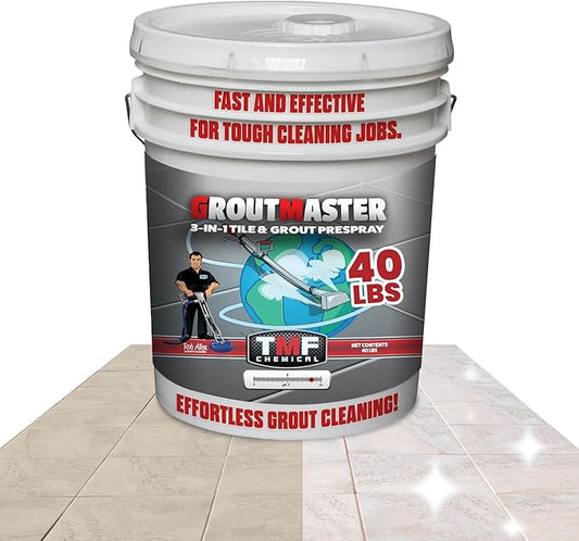 GroutMaster Tile & Grout Cleaner – Fast-Dissolving Powdered Solution for Deep Cleaning Concrete Stains, Grease, & Tough Stains, Ideal for Residential & Commercial Use, 40 lbs