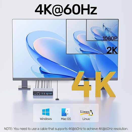 SUIDEK HDMI Displayport KVM Switch 2 Monitors 2 Computers - 4K@60Hz Aluminum with 3 USB 3.0 Ports Audio & Microphone Ports Share Dual Monitors Keyboard Mouse Printer - 2 USB Cable Controller Adapter