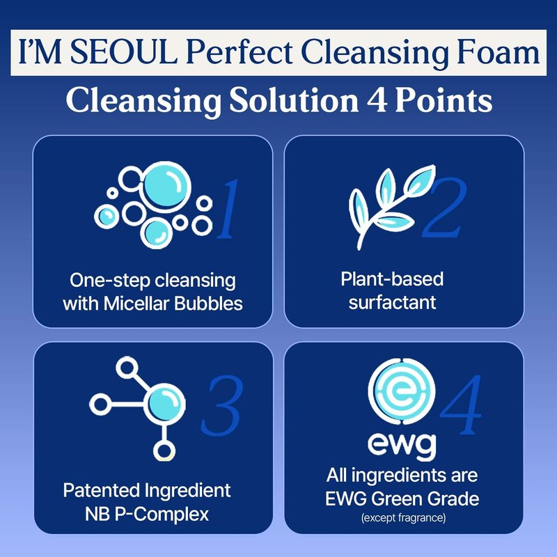I'M SEOUL Cleansing Foam - Gentle Micellar Facial Cleanser with Hydrating Centella | 4.41 oz