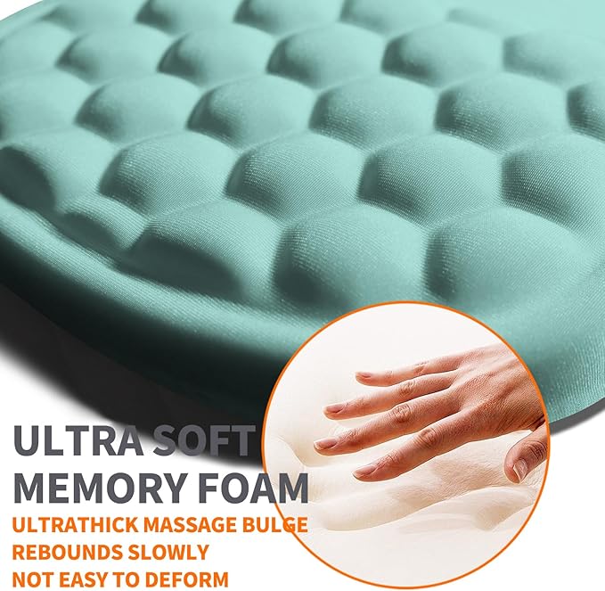 Armanza Ergonomic Joint Wrist Support Mouse Pad with Memory Foam Cushion Massage Bump, Carpal Tunnel Pain Relief Mousepad Slope Design for Wrist Rest, 11.8x7.9 in, LightBlue