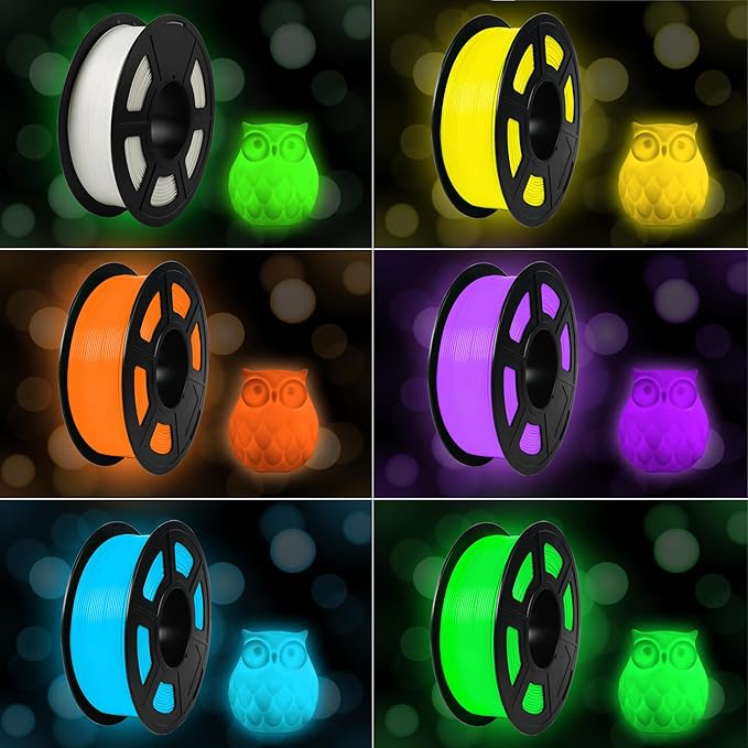 SUNLU 4KG PETG Glow in Dark Filament Bundle,Luminous PETG 3D Printer Filament 1.75mm,Dimensional Accuracy +/- 0.02mm,4kg in Total,1kg per Spool,(White,Glow Blue/White,Glow Green/Glow Blue/Glow Red).