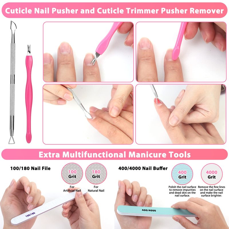 600PCS Clear Coffin Nail Tips Set Qinzave Clear Acrylic Nail Tips with Nail Glue Coffin Nails Full Cover with Nail Display Stand, Cuticle Nail Pusher Remover, Nail Files Buffer