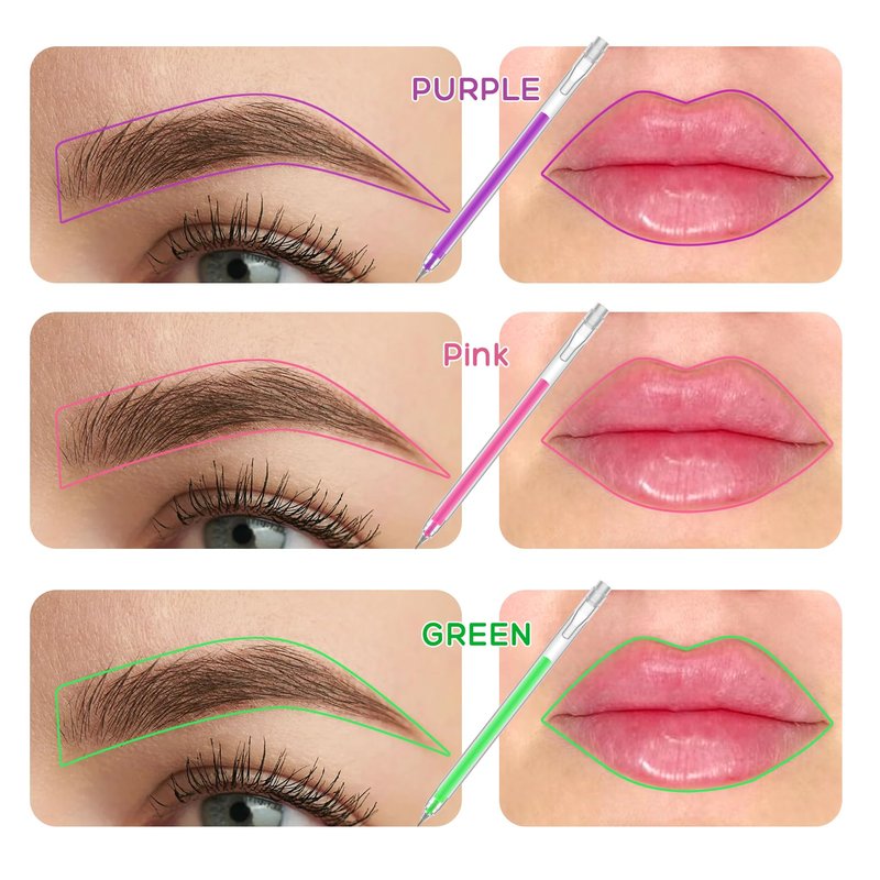 QUEEJOY Brow Mapping Pen, Unique Colors Eyebrow Lip Positioning Tool, Gel Pen for Brow Mapping, Brow Lamination Supplies for Mapping on Eyebrow Lip Skin