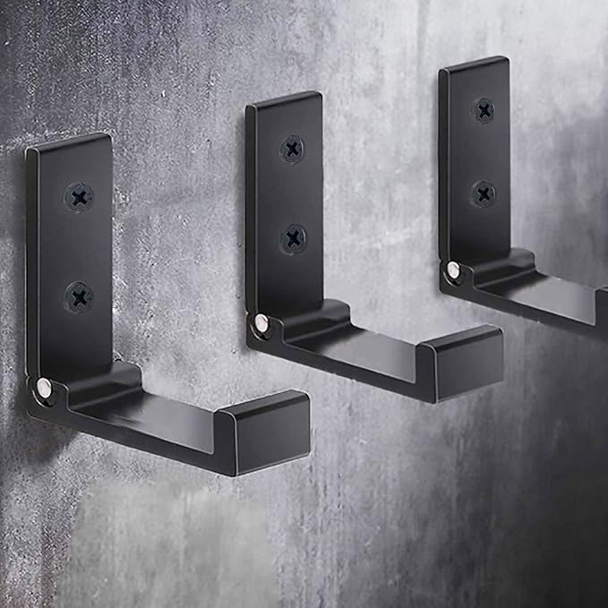 Latomex Folding Coat Hooks, Foldable Wall Hooks for Hanging Aluminum Alloy Cloth Coat Hanger Headphones Holder Headset Wall Hanger Hook- Pack of 12 (Black)