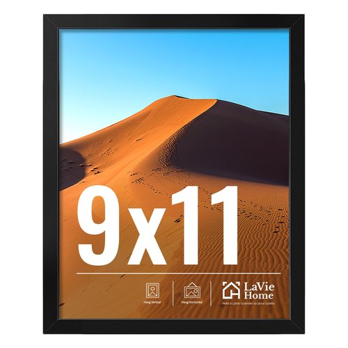 LaVie Home 9x11 Picture Frame for Wall Display, 9x11 Black Picture Frame with HD Plexiglas, 9 x 11 Frame 1 Pack, Display Frame for Vertical or Horizontal, Classic Collection