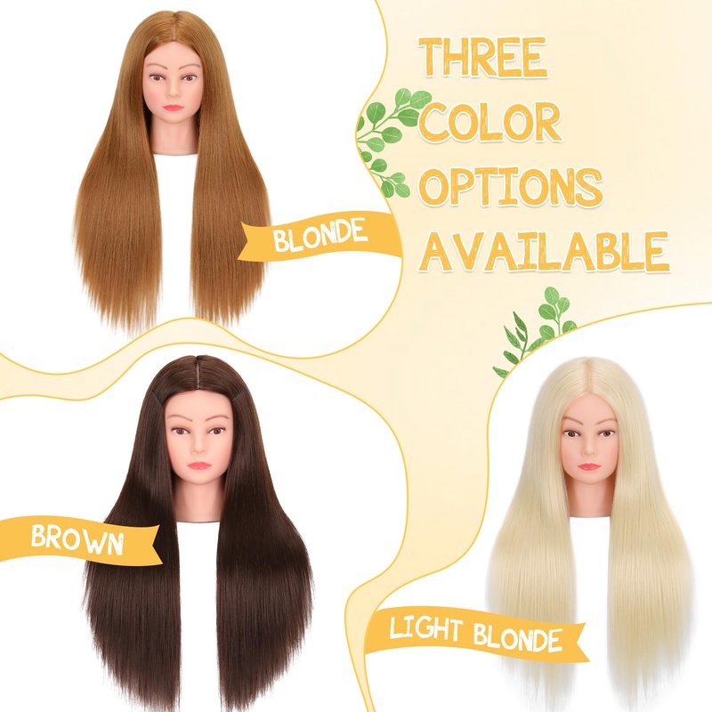 Mannequin Head with 80% Human Hair 26-28’’,Cosmetology Mannequin Practice Head with Human Hair, Doll Head for Braiding Hairstyling Cutting with Clamp Holder and Tools