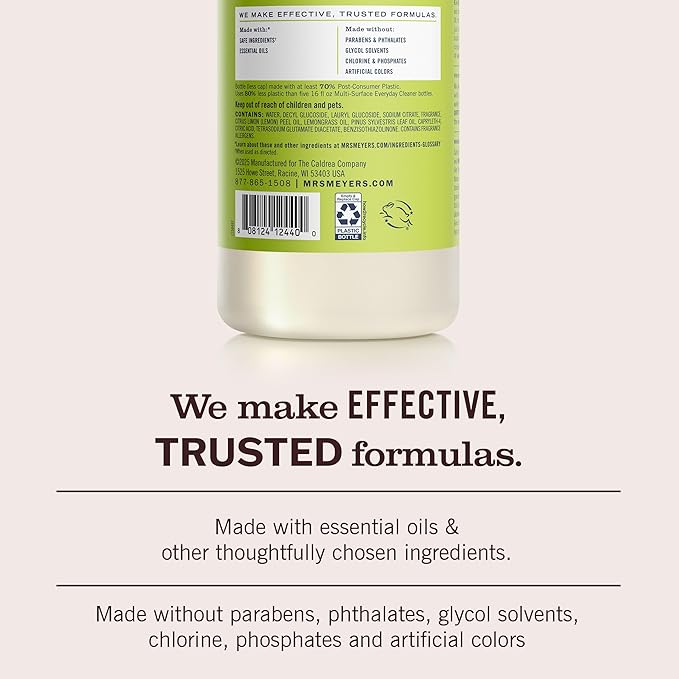 MRS. MEYER'S CLEAN DAY Multi-Surface Cleaner Concentrate, Use to Clean Floors, Tile, Counters, Lemon Verbena, 32 Fl. Oz - Pack of 2