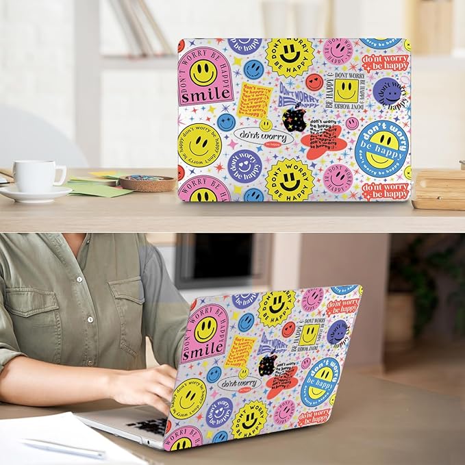 HOHAIYOO Compatible with 2026 2025 2024-2022 MacBook Air 13 inch Case M5 A3449 M4 A3240 M3 A3113 M2 A2681, Hard Shell &Keyboard Cover&Screen Film&Webcam Cover for New M5 MacBook Air 13.6 inch, Smile