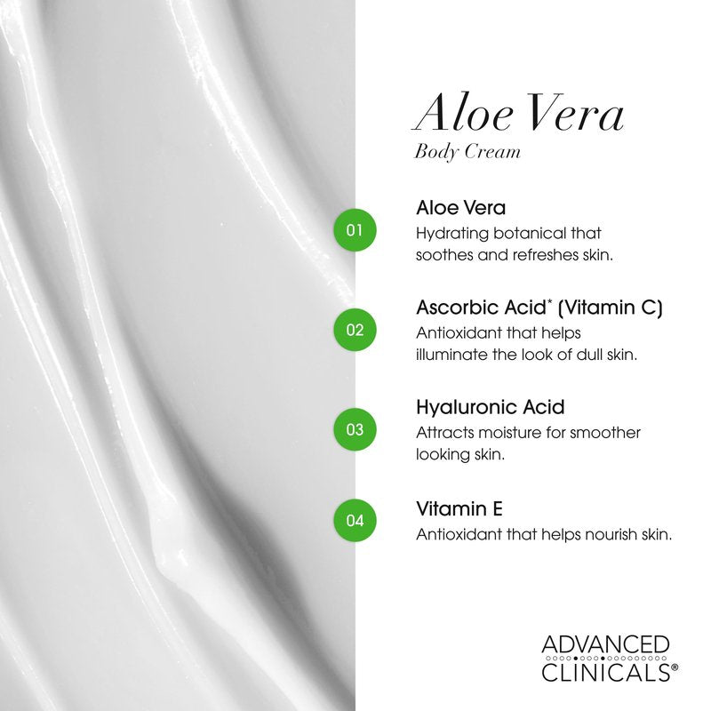 Advanced Clinicals Aloe Vera Lotion Skin Care Relief Cream | Vitamin E Infused Hyaluronic Acid Moisturizer & Vitamin C Body Lotion For Women & Men Helps Improve Look Of Extremely Dry Skin, 16 Ounce