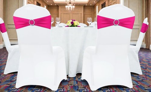 MDS Premium Spandex Chair Sashes - Stretchy Bow Covers with Buckle Slider for Weddings | Magenta, Pack of 50