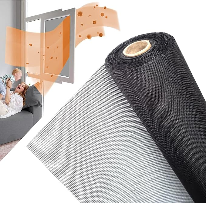 48IN*100FT Window Screen Mesh, Cuttable Fiberglass Roll Screens Door Mesh, Pet Proof Window Screen Replacement, Repair Screens Net DIY Screening Mesh Netting for Windows, Door, Porch (120cm*30m)