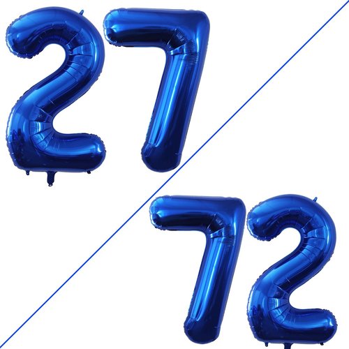 GOER Jumbo Number 27 Balloons - 42 Inch Foil Helium Decorations for 27th Birthday Party (Blue)