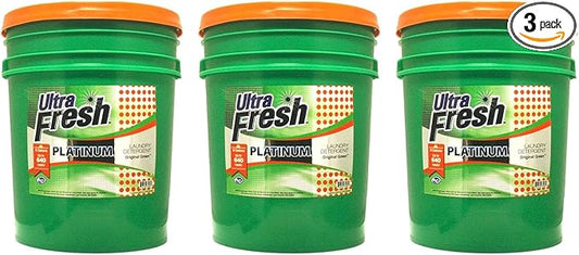 Ultra Fresh 3X Platinum 5 Gallon Laundry Detergent Liquid for All Machine Types with Easy Dispensing Pump, Up to 640 Loads, Original Green (3 Pack)