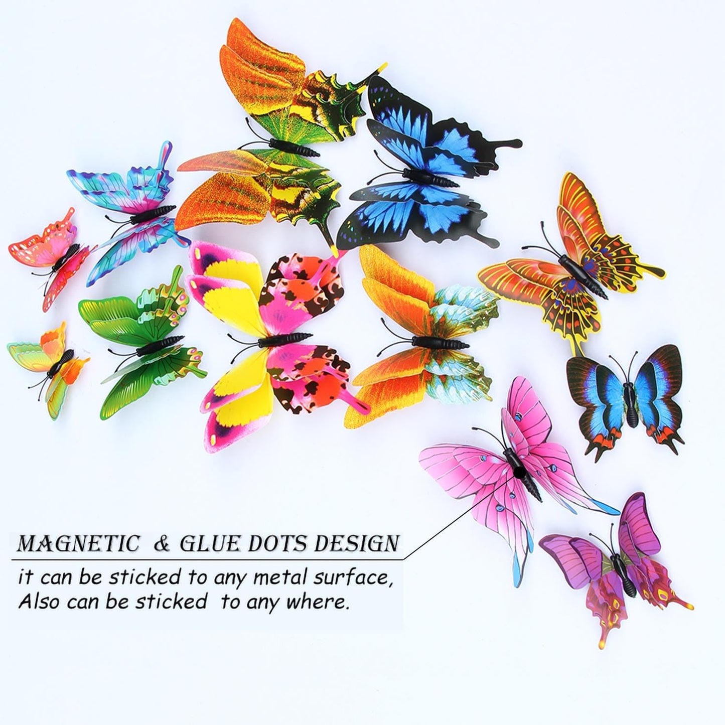 OPSEAM 3D Butterfly Wall Decor - 48 PCS Magnetic Stickers for Party Decorations