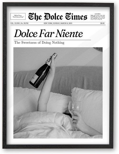 iHery Premium Black Oak Wood Framed Wall Art - Retro "Dolce Far Niente" Canvas Decor | 8x10in for Dorm & Living Room