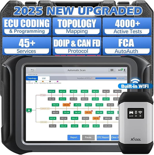 XTOOL D9S 2.0 ECU Coding Bidirectional Scan Tool, AI-Assisted OE Level Automotive Scanner, Topology Map, PMI, 45+ Resets, FCA/CAN FD/DoIP, Professional Full System Diagnostic Scanner, 3 Years Update