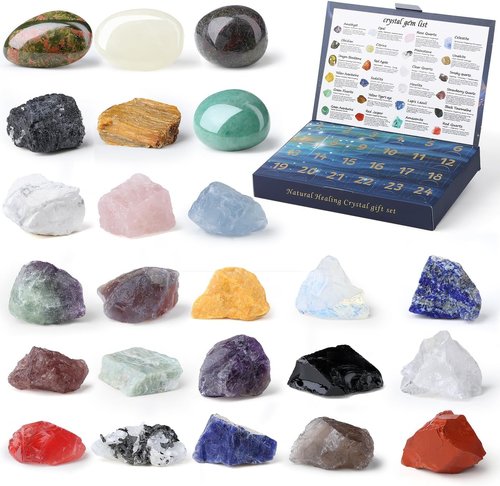DUQGUHO Crystal Advent Calendar 2025 - 24-Day Countdown with Gemstones for Yoga & Meditation