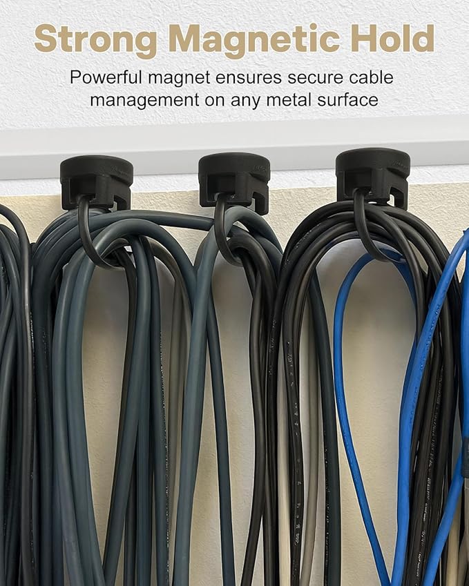 Alffun Magnetic Cable Clips Zip Tie Mount Base, Include 20 Pcs 20mm Magnetic Wire Cable Holders with 100 Pcs Heavy Duty Zip, Multipurpose Cable Ties Management Base for Wire, Black