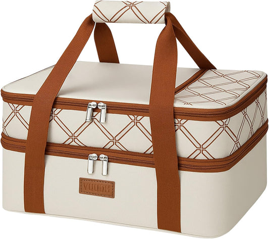 Vuudh Expandable Casserole Carrier - Double Decker Insulated Tote for Hot & Cold Dishes | Perfect for Picnics & Potlucks
