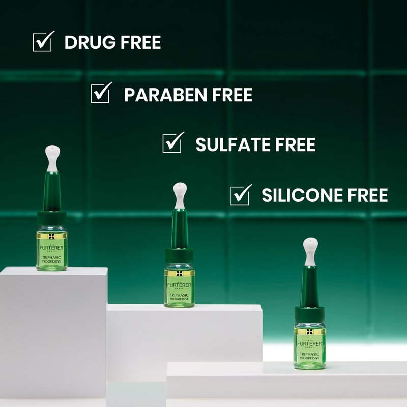 Rene Furterer TRIPHASIC Progressive Concentrated Serum, Thinning Hair Suitable for those Experiencing Hereditary & Hormonal Thinning, Drug Free Hair Thickening Serum, Energize Scalp, Hair Health