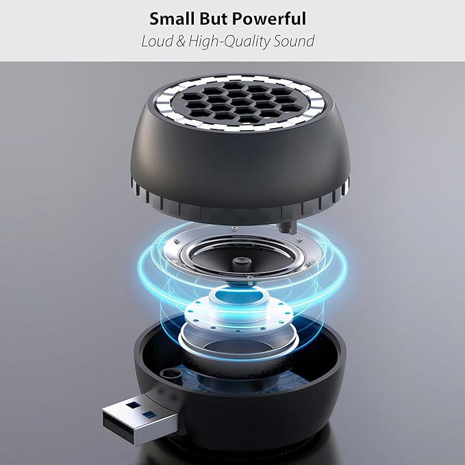 Dual Modes Mini Portable USB Speaker for Computer & Small Bluetooth Speaker for Tablets Smartphone, USB-A Plug-N-Play & Wireless Connection, with 2.6FT Extension Cord, Loud & Crystal Clear Sound