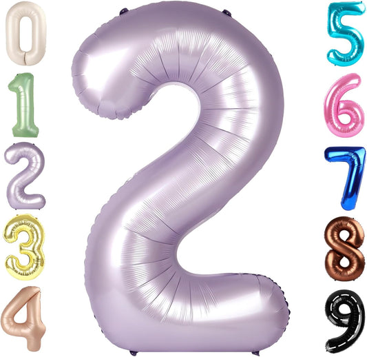 Skiennix 40-Inch Cream Purple Number Balloons - Perfect for 2nd, 12th, 21st Birthdays & Celebrations