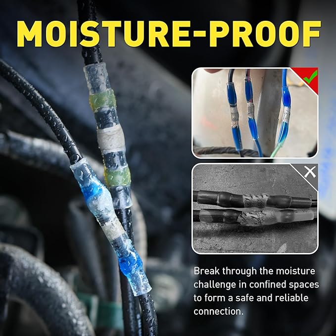 haisstronica 400 PCS Solder Seal Wire Connectors with Mini Heat Gun Kit, Waterproof Heat Shrink Wire Connectors, 10-26 AWG Solder Stick Wire Connectors for Automotive, Marine & Wiring Repair