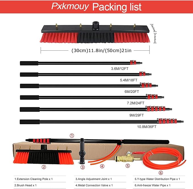 Solar Panel Cleaning Brush Kit - 20ft Telescopic Window Cleaner for Photovoltaic Panels & Conservatory Roofs - Ultimate Water-Fed Pole Cleaning Solution