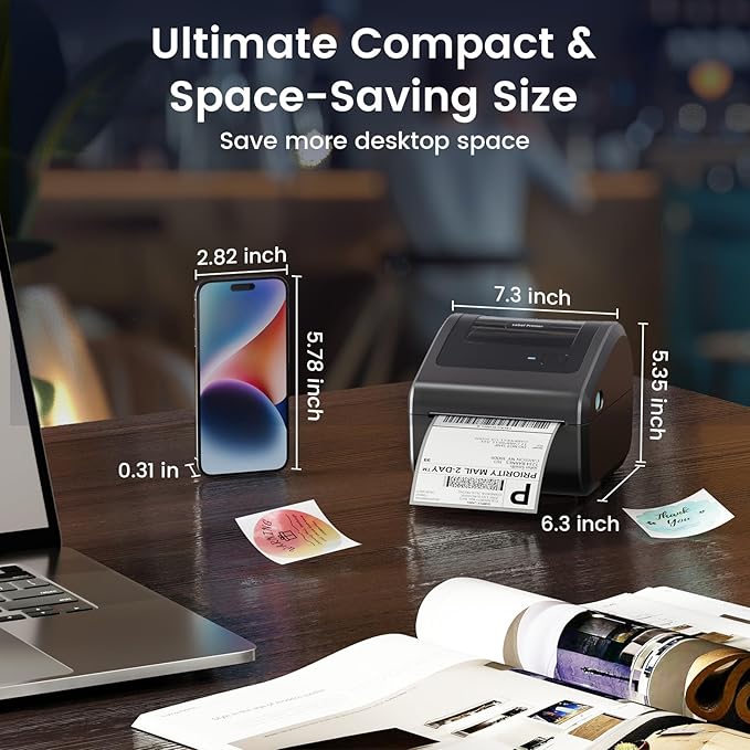Omezizy Bluetooth Shipping Label Printer 4x6, D450BT Thermal Label Printer for Shipping Packages, Thermal Printers for Small Business, Compatible with Android, iPhone, Windows, macOS, Tiktok, UPS