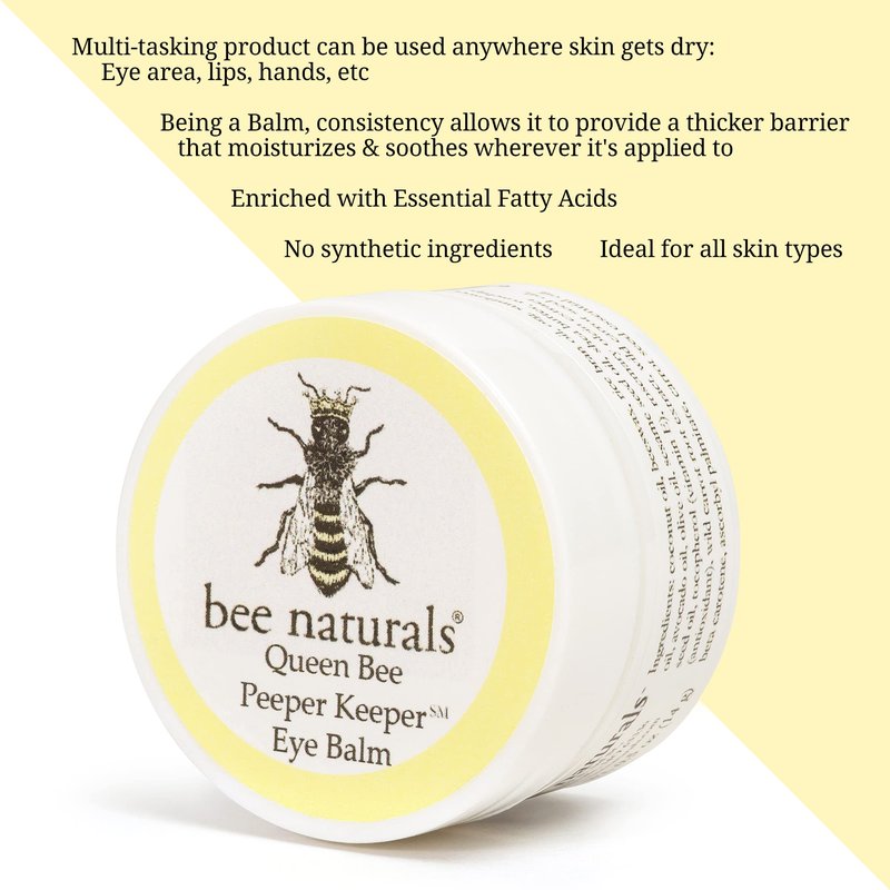 Bee Naturals Queen Eye Balm Duo - Peeper Keeper - 2 Pack Gift Set - Soothes & Moisturizes with Vitamin E & 10 Natural Oils - Helps Diminish Crowsfeet, Wrinkles & Fine Lines