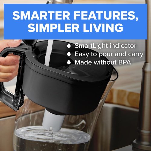 Brita Water Pitcher - Everyday Elite Filter Removes 99% of Lead | 10-Cup Capacity, White
