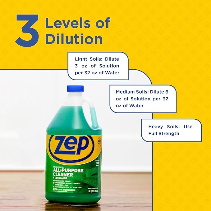 Zep Concentrated All-Purpose Cleaner and Degreaser - 1 Gallon (Case of 4) - ZU0567128 - Cuts Through Grease, Grime and Dirt With Ease, For Professional. Commercial and Household Use