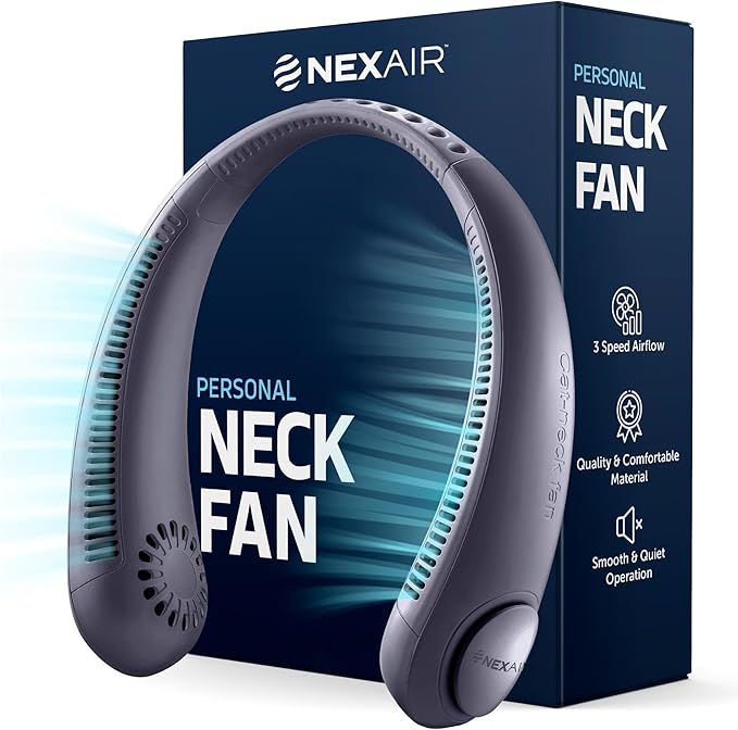 NEXAIR Portable Neck Fan Hands Free Cooling Bladeless Blue
