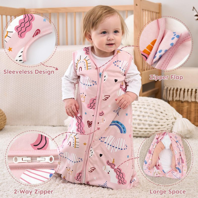 Yoofoss Baby Sleep Sack 6-12 Months, 1.5 Tog Baby Wearable Blanket with 2-Way Zipper, 100% Cotton Organic Fabric Winter Infant Sleeping Sack, Warm Soft Comfy