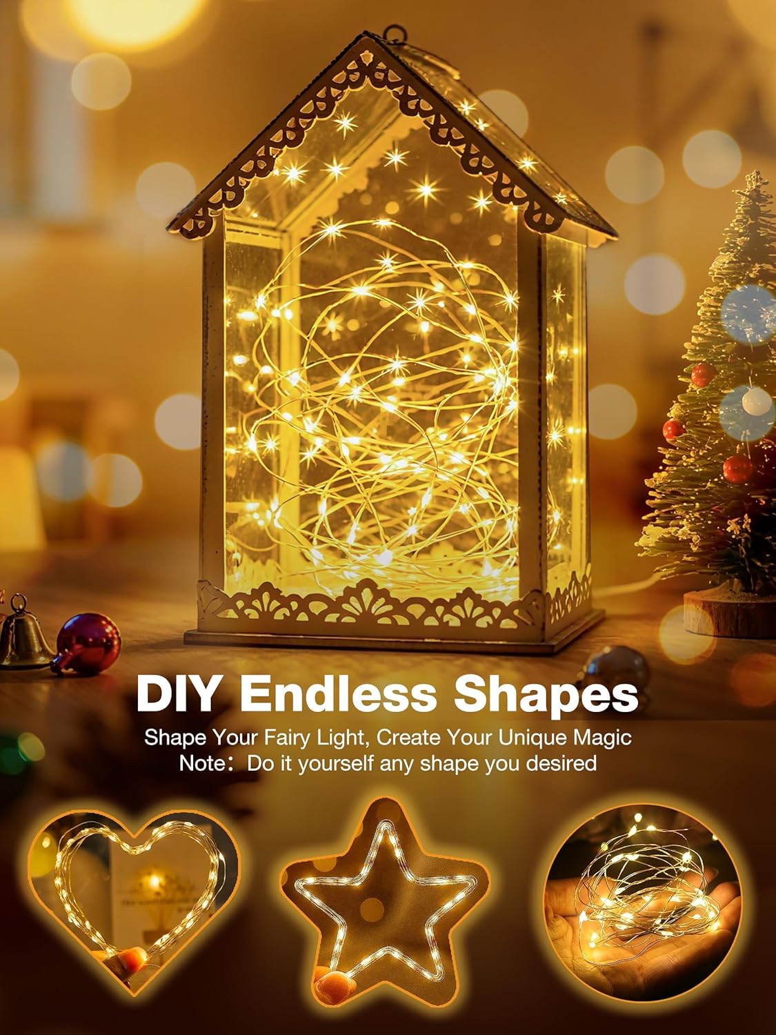 Skiennix 6-Pack Fairy Lights - 20 LED Twinkle String Lights with Timer | 7ft Warm White Decor for Christmas Trees, Wreaths & Parties