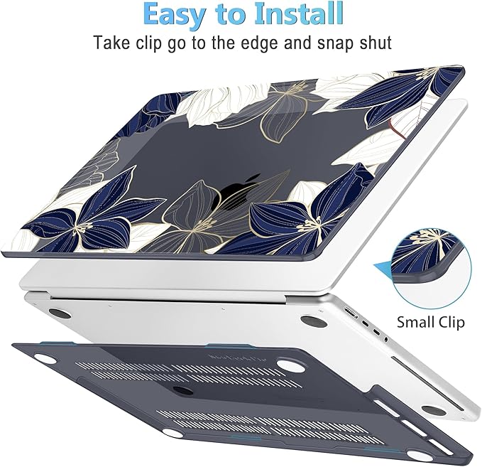 Mektron Case for 2026 M5 MacBook Pro 16 inch A3429 A3428 M4 A3403 A3186 M3 A2991 M2 A2780 M1 A2485 (2021-2025) Pro/Max with Liquid Retina XDR, Hard Shell Plastic Laptop Cover, Gold line Lily