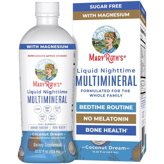 MaryRuth's Liquid Nighttime Multimineral | NO Melatonin | Bedtime Routine | Magnesium Citrate | Calcium | Zinc | Vitamin D3 | Vegan | Sugar Free | Gluten Free | 15.22 Oz